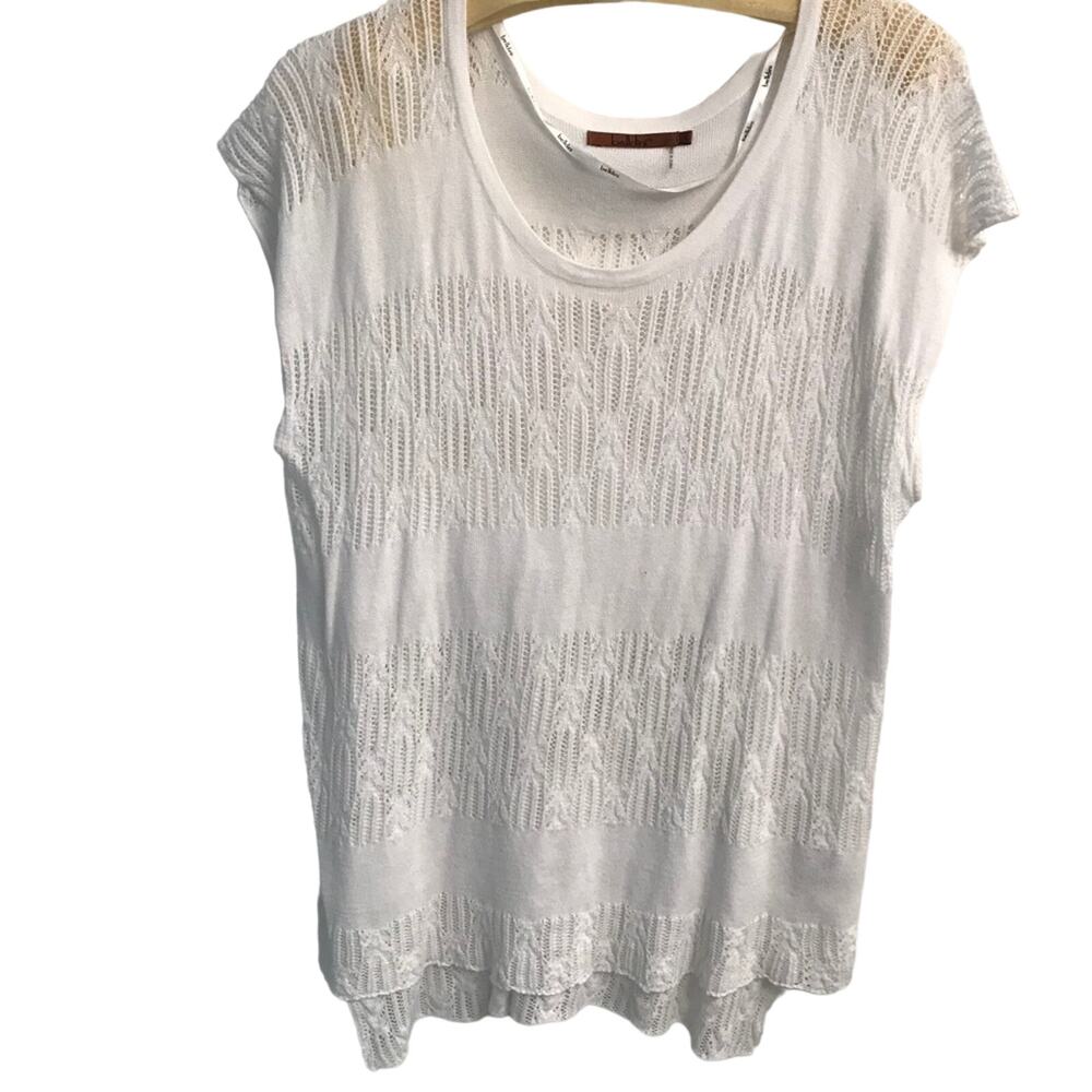 Belldini knit sheer paneled shirt white small